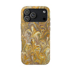 Golden Yellow Florentine Flow Marbled Design Dual Layer Phone Case