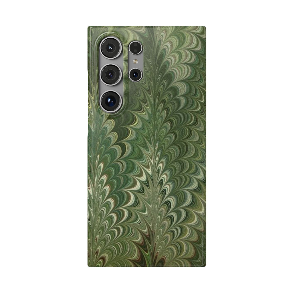 Deep Green Cheveron Marbled Phone Case - Single Layer Slim Case