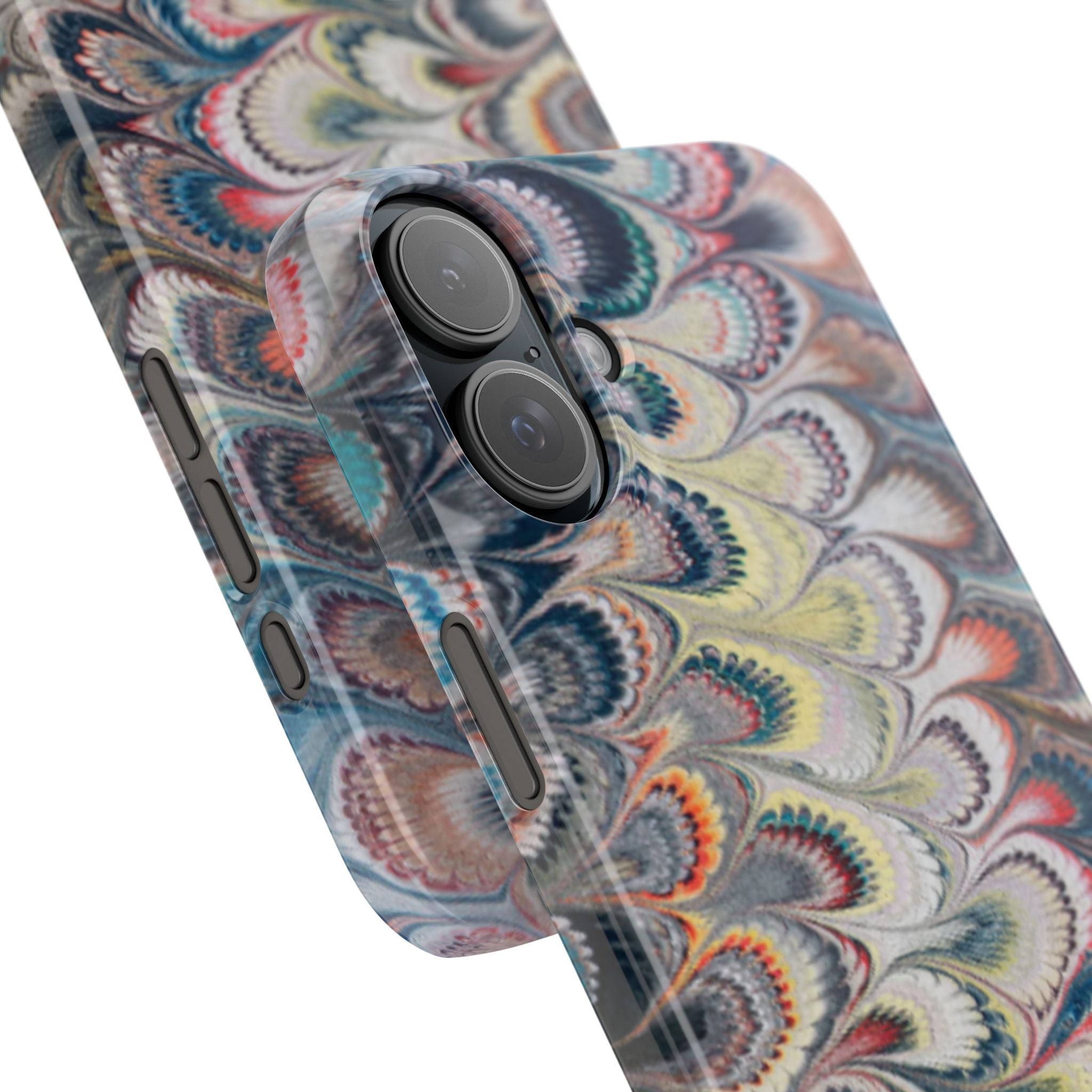 Blues and Multi-Color Italian Traditional Hand-Marbled Design