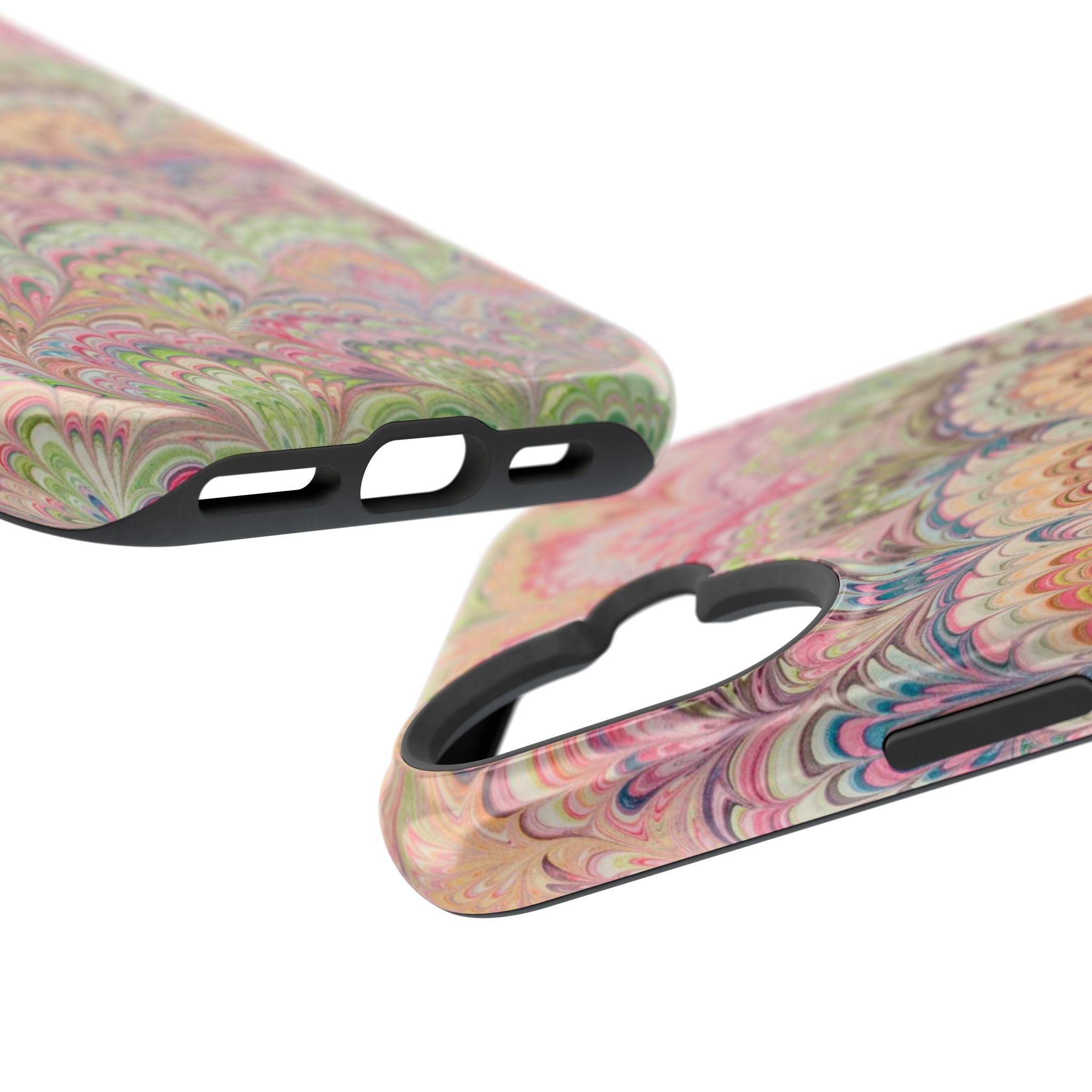 Marbled Pastel Pink and Green Impact-Resistant Phone Case for Apple + Samsung
