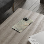 Marbled VIntage Design, Italian Feather Phone Case, Green Hues, Mint, Beige, Neutrals, Slim Phone Cases, IPHONE16 and all sizes