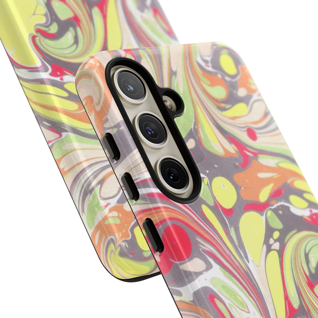 Yellow and Pink Swirl Marbled Italian Phone Case - Dual Layer - Matte or Glossy