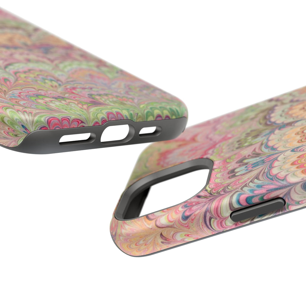 Marbled Pastel Pink and Green Impact-Resistant Phone Case for Apple + Samsung