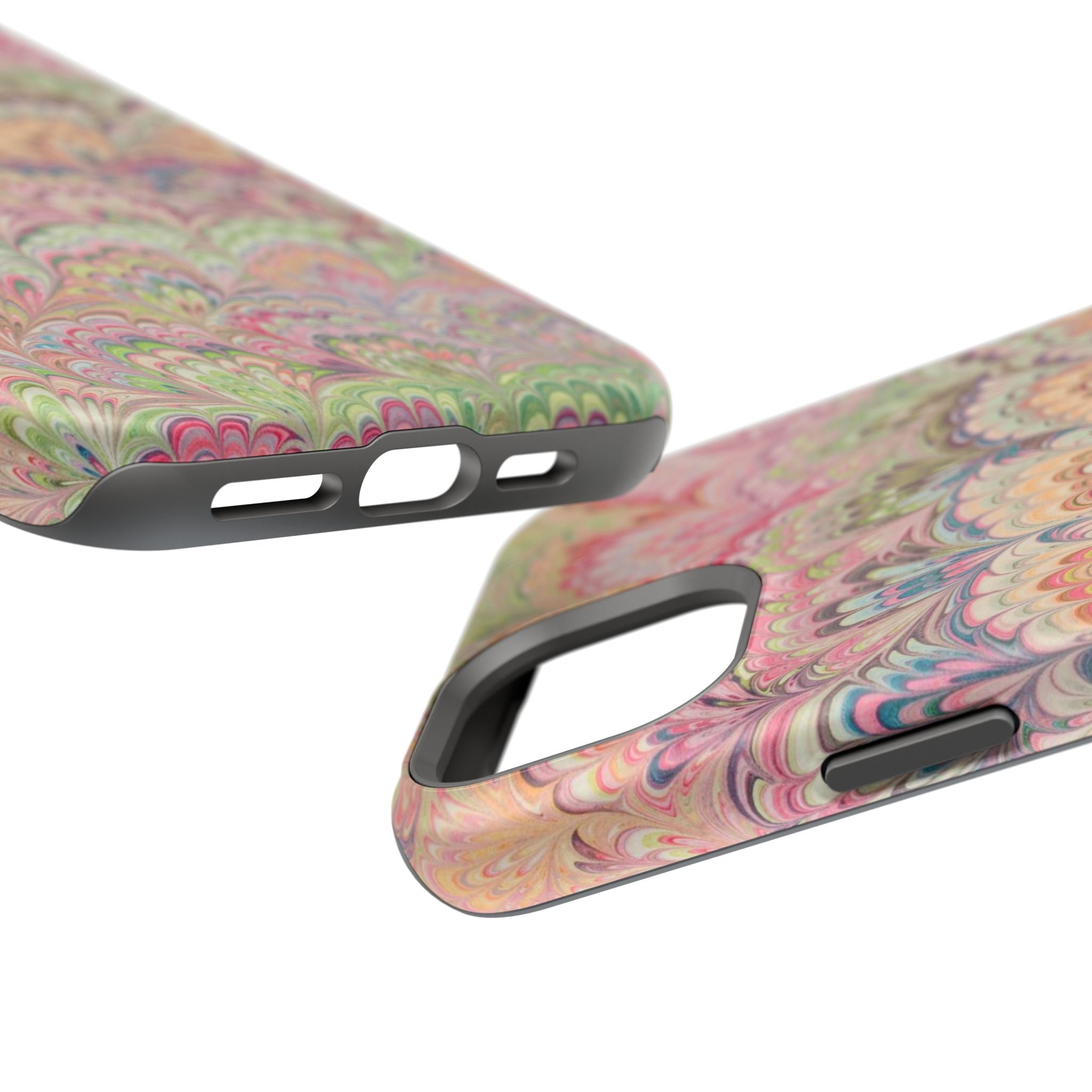 Marbled Pastel Pink and Green Impact-Resistant Phone Case for Apple + Samsung
