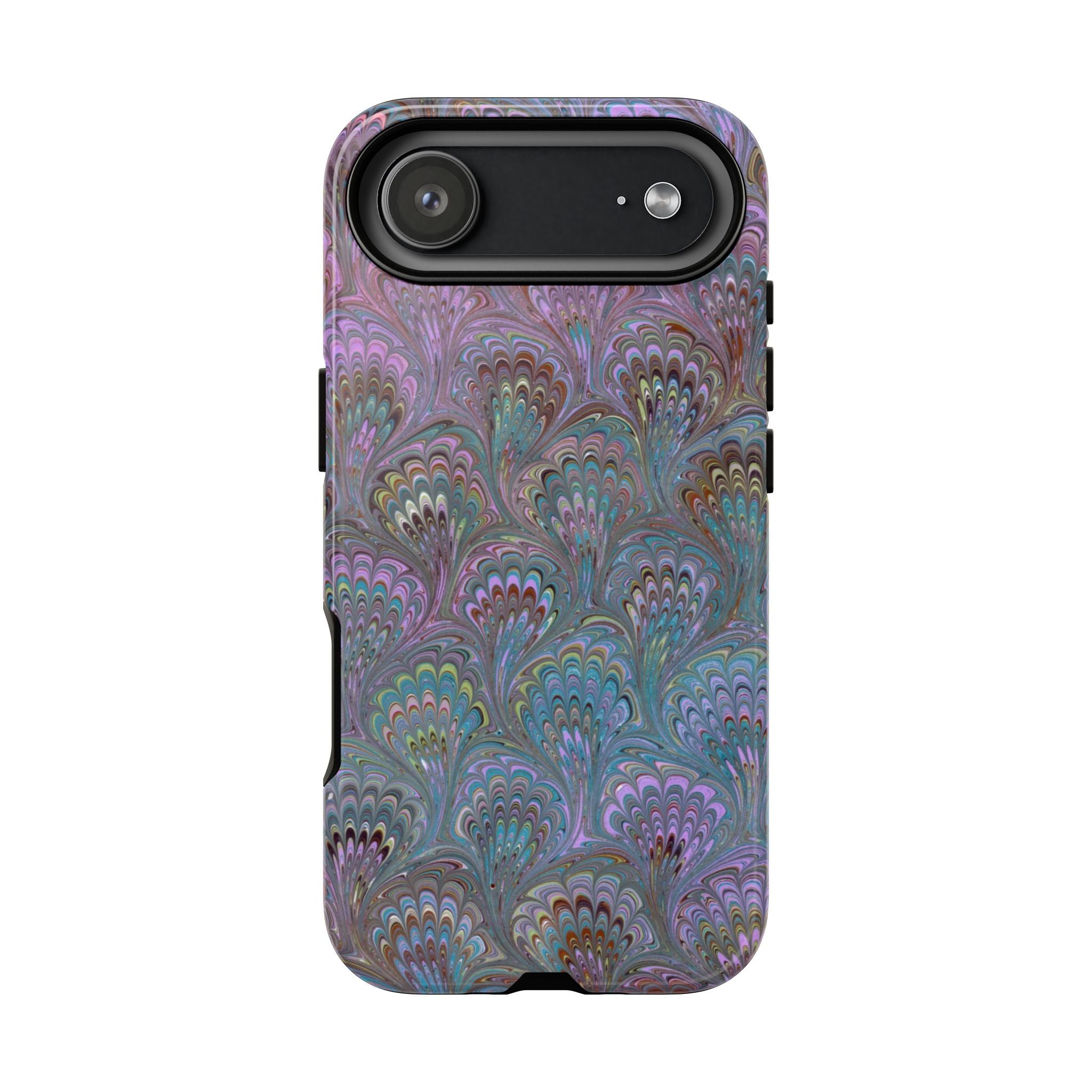 Lavender Marbled Peacock Durable Phone Case - Matte or Glossy