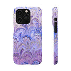Marbled Feather Lavender + Purple Swirl - Single Layer Slim Phone Case