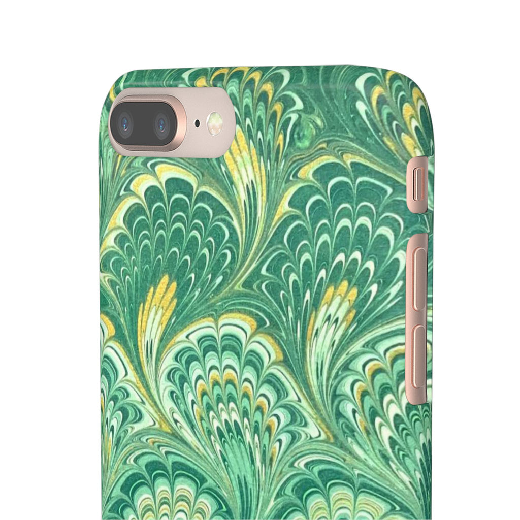 Marbled Feather Green Swirl - Single Layer Slim Phone Case