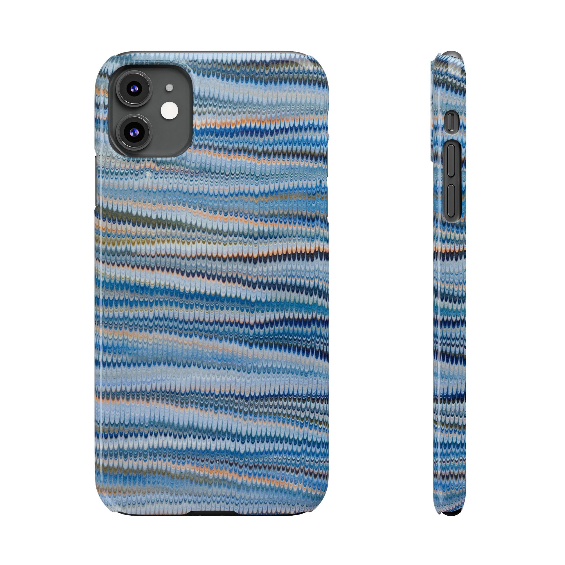 Blue Italian Hand-Painted and Vintage Marbled Inspired Paper Design, Italy Feather Phone Case, iPhone15 Case and all iPhone Case Sizes