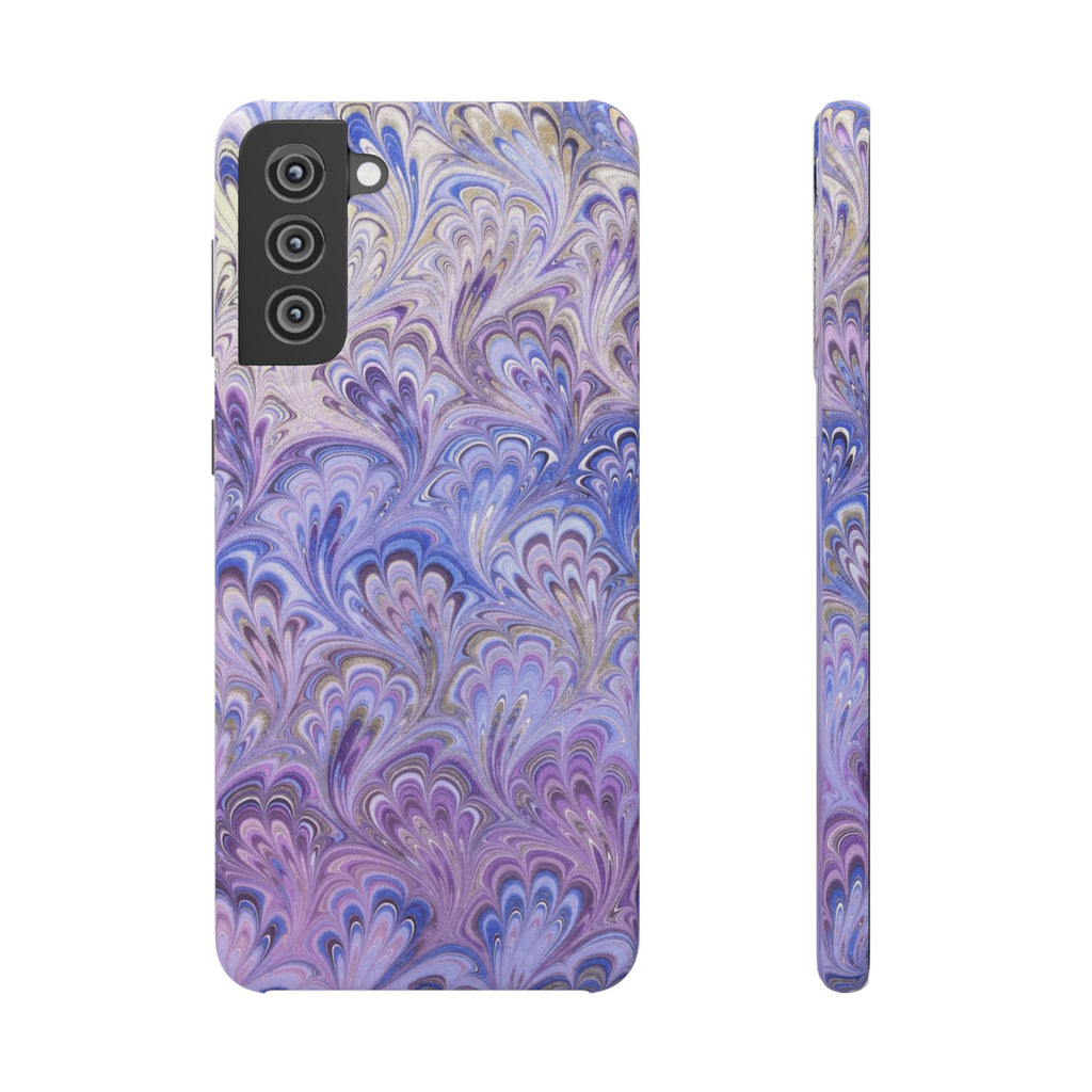 Marbled Feather Lavender + Purple Swirl - Single Layer Slim Phone Case