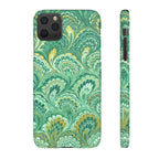 Marbled Feather Green Swirl - Single Layer Slim Phone Case