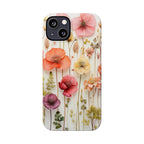 Slim Phone Case - Pink Floral Pressed Flowers iPhone 17 and Other Sizes - Glossy Finish
