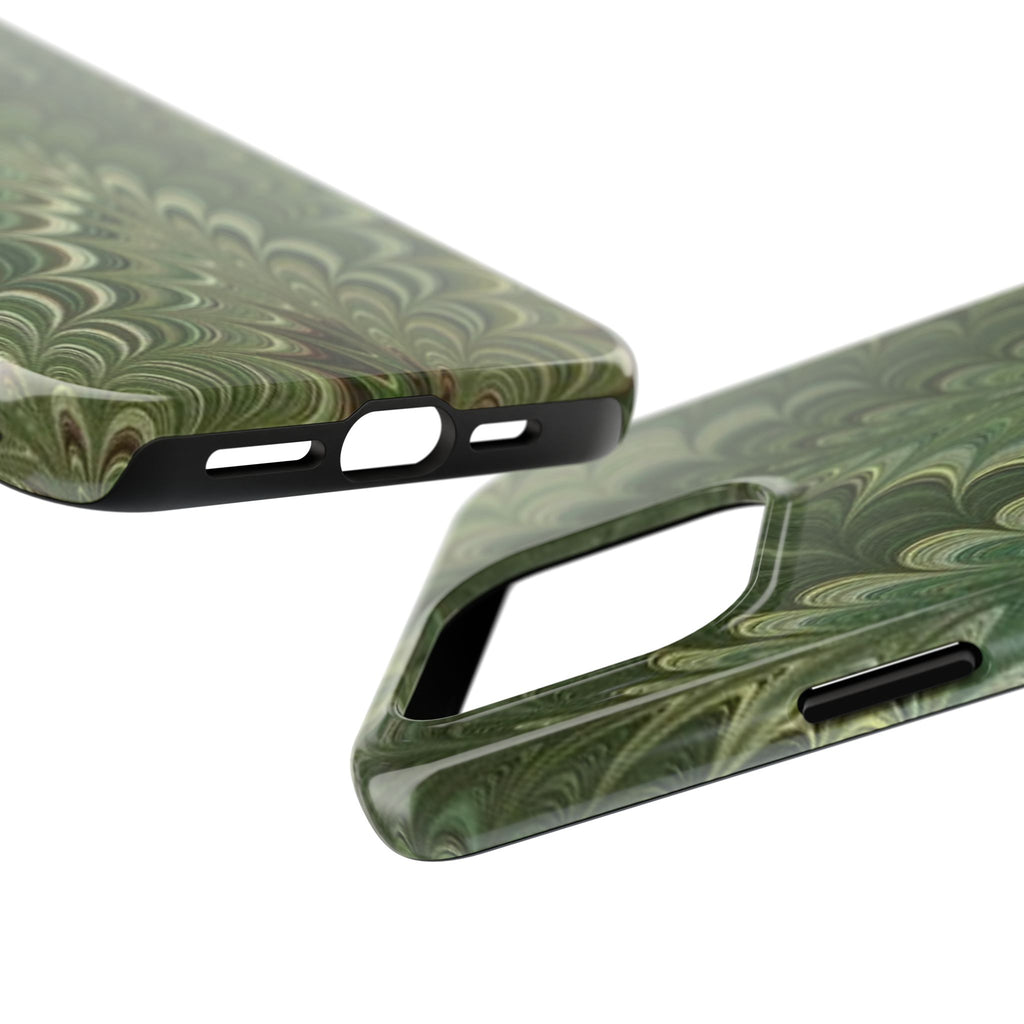 Deep Green Marble Italian Tough Phone Case — Durable Marbled Phone Case