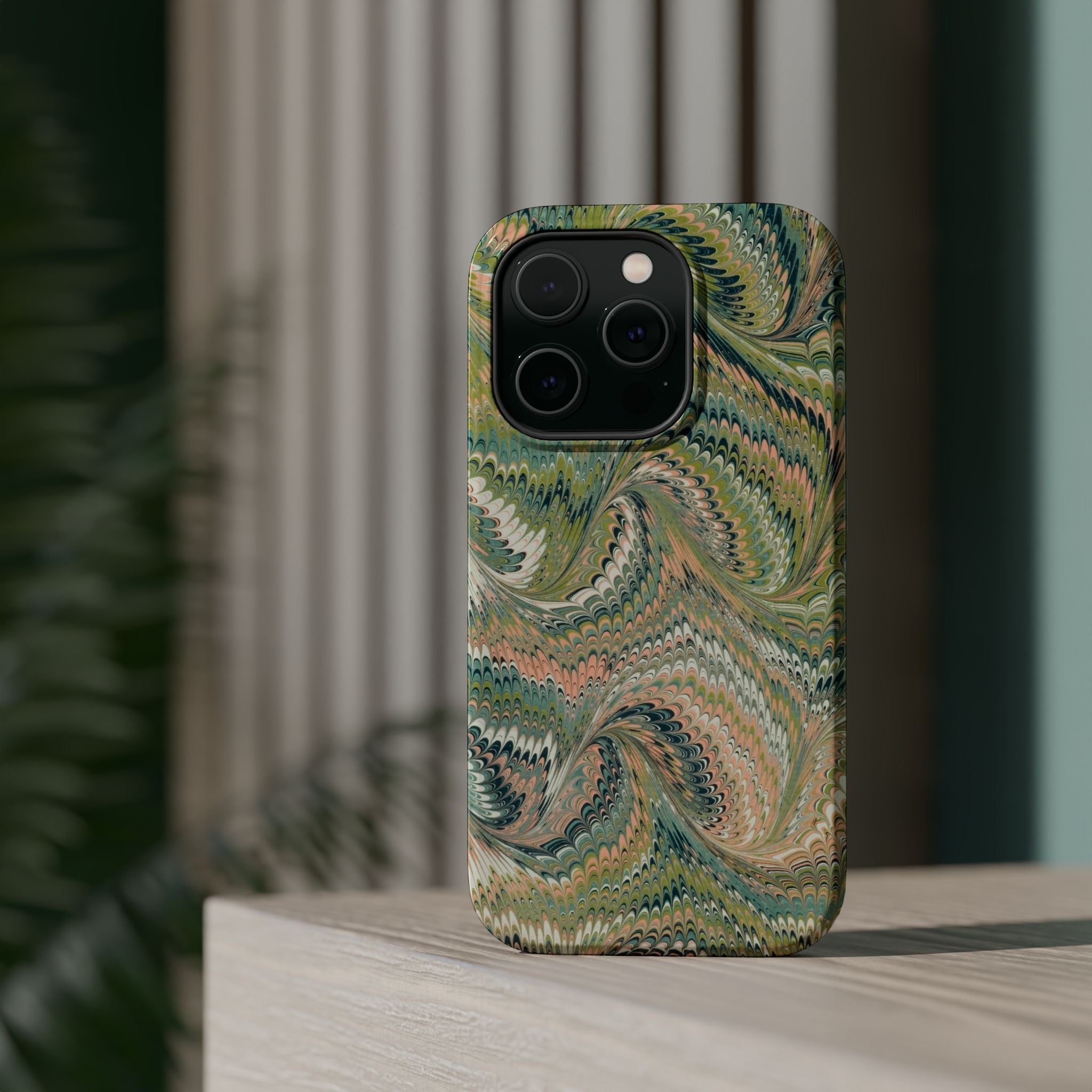 Green Pastel Italian Marble Design Magnetic MAG SAFE High Impact iPhone Cases