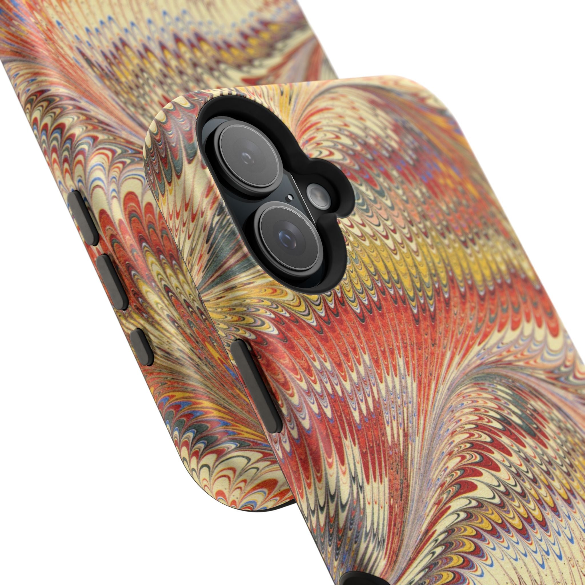 Rust + Gold Italian Marbled Design Magnetic MAG SAFE - Dual Layer Case - Glossy or Matte