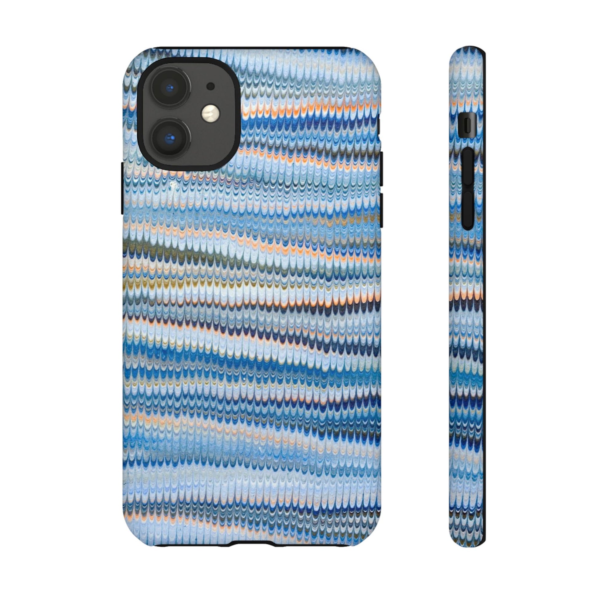 Blue Marbled Phone Cases iPhone 16 + Samsung + Apple + Google - all models, Vintage Marbled Design - Tough Cases
