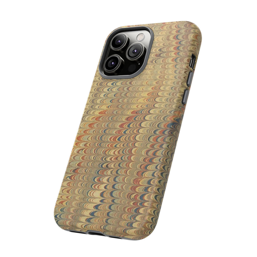 Beige and Blue Marbled Durable Phone Case - Dual Layer - Matte or Glossy