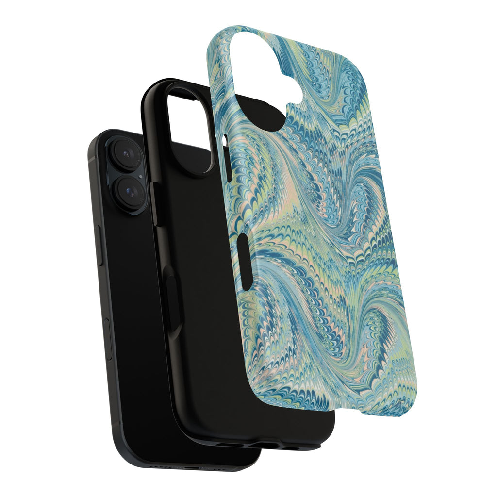 Aqua + Green Marble Phone Case - Impact-Resistant Durable - Dual Cover Design