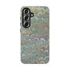 Blue and Green Feather Marbled Phone Case — Dual Layer - Tough Protective Phone Cover