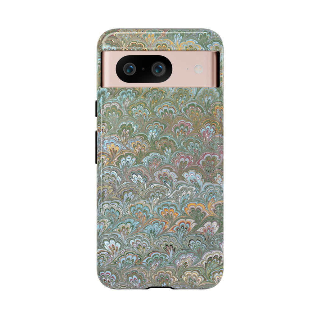 Blue and Green Feather Marbled Phone Case — Dual Layer - Tough Protective Phone Cover