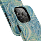 Aqua + Green Marble Phone Case - Impact-Resistant Durable - Dual Cover Design