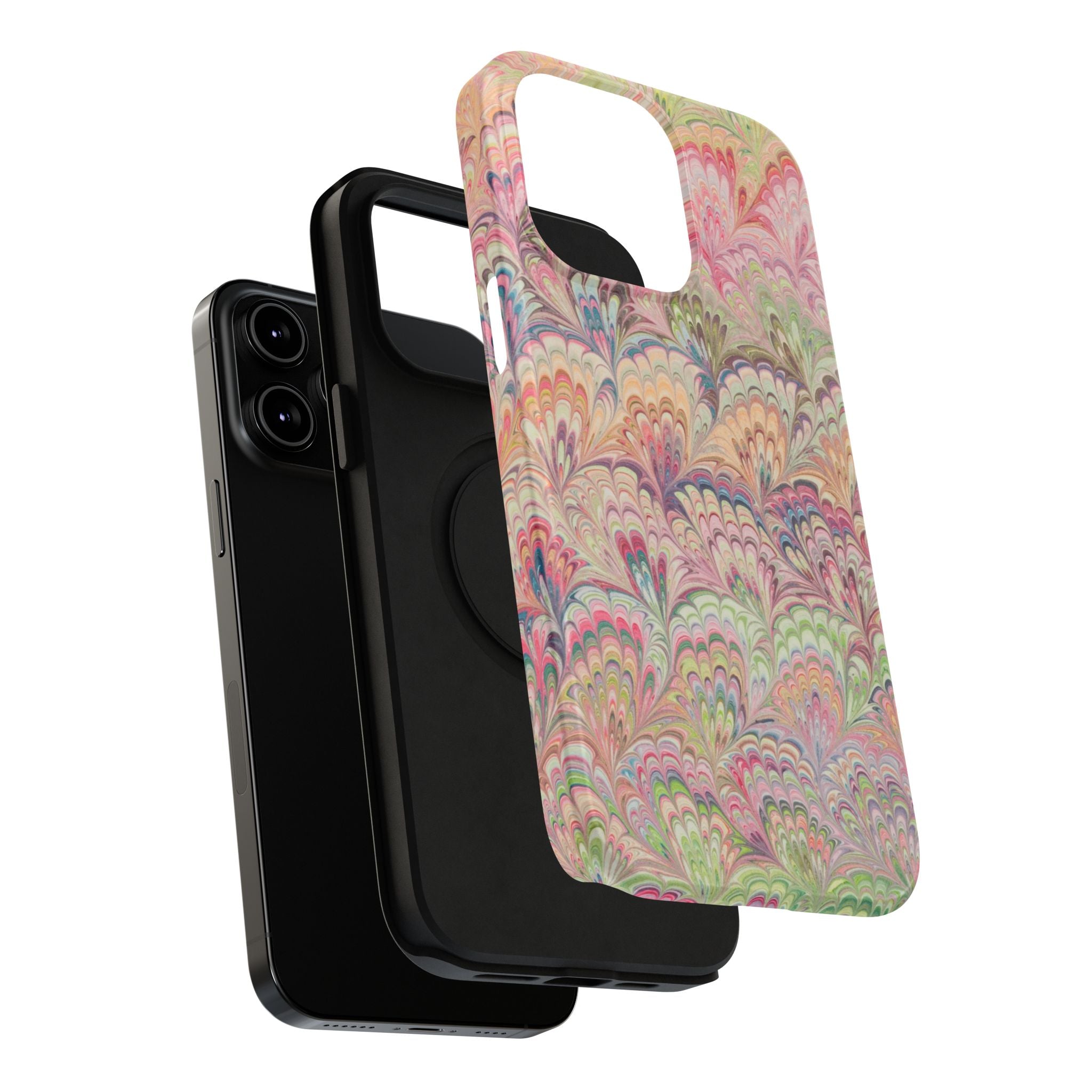 Marbled Pastel Pink and Green Impact-Resistant Phone Case for Apple + Samsung