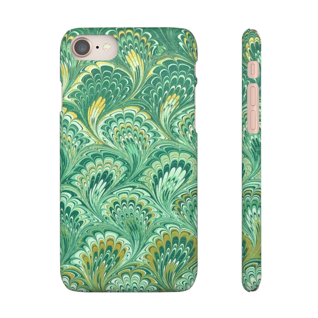 Marbled Feather Green Swirl - Single Layer Slim Phone Case