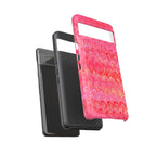 Pink and Gold Marbled Peacock Durable Phone Case - Olive Green and Brown - Matte or Glossy