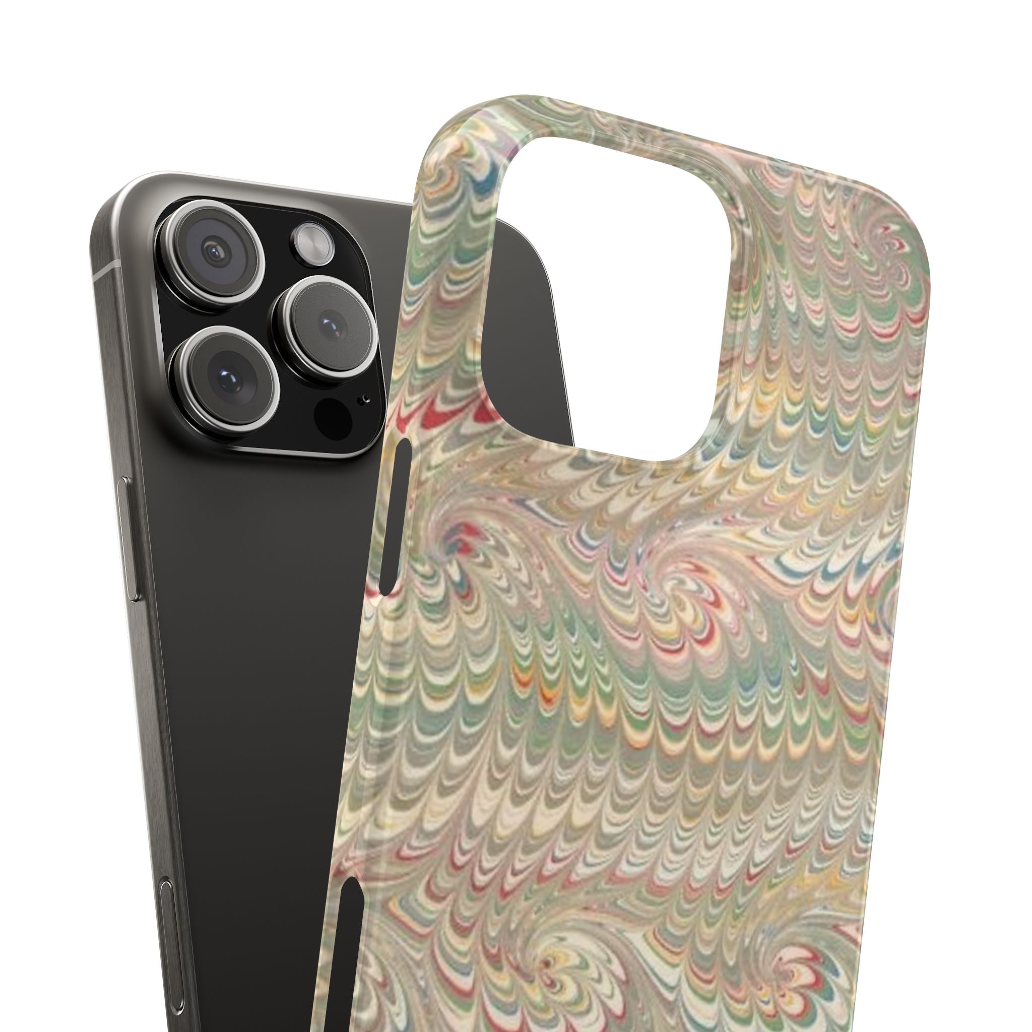 Beige Swirl Marbled Feather Phone Case