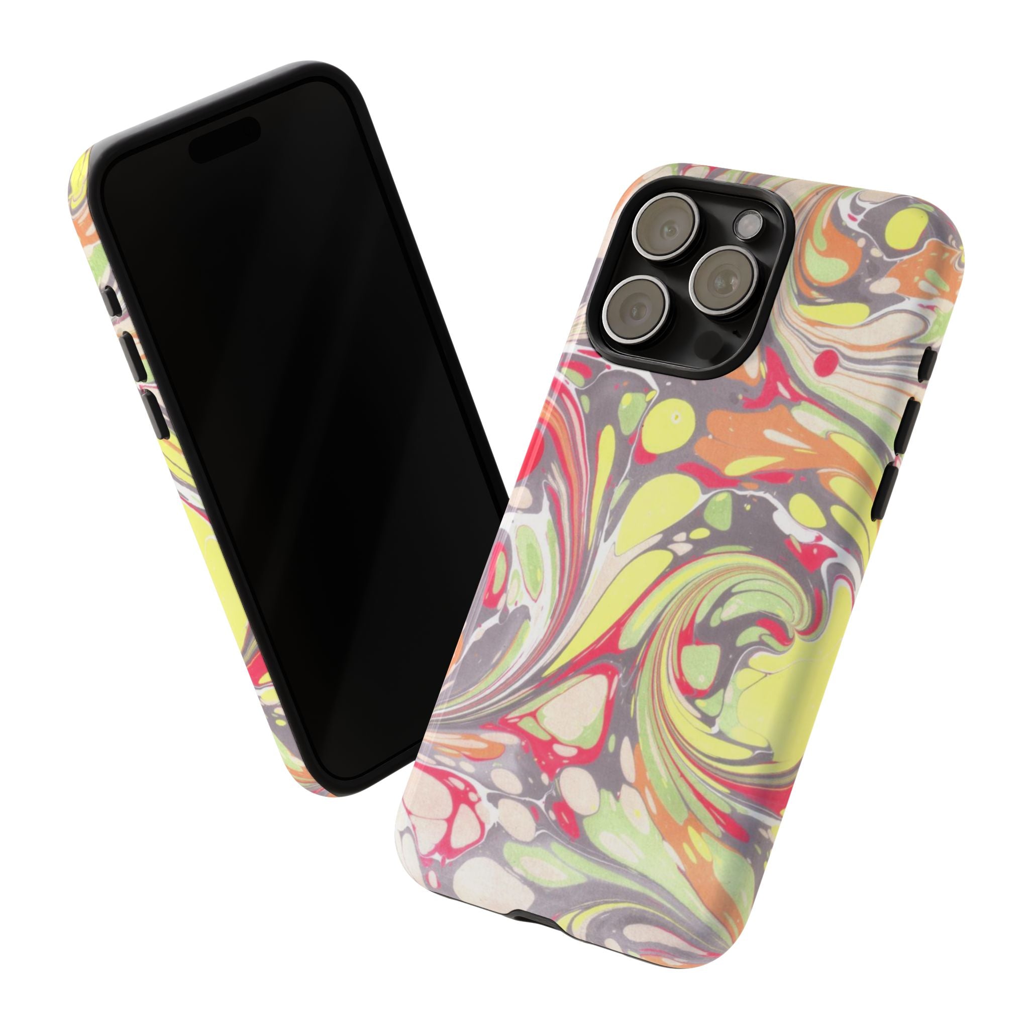 Yellow and Pink Swirl Marbled Italian Phone Case - Dual Layer - Matte or Glossy