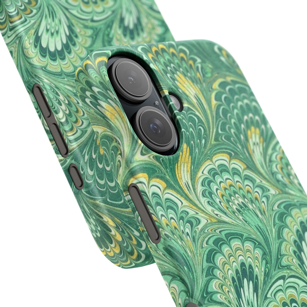 Marbled Feather Green Swirl - Single Layer Slim Phone Case