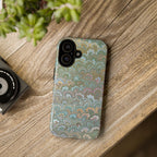 Blue and Green Feather Marbled Phone Case — Dual Layer - Tough Protective Phone Cover