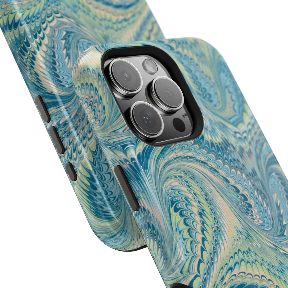 Aqua + Green Marble Phone Case - Impact-Resistant MAG SAFE - Dual Cover Design
