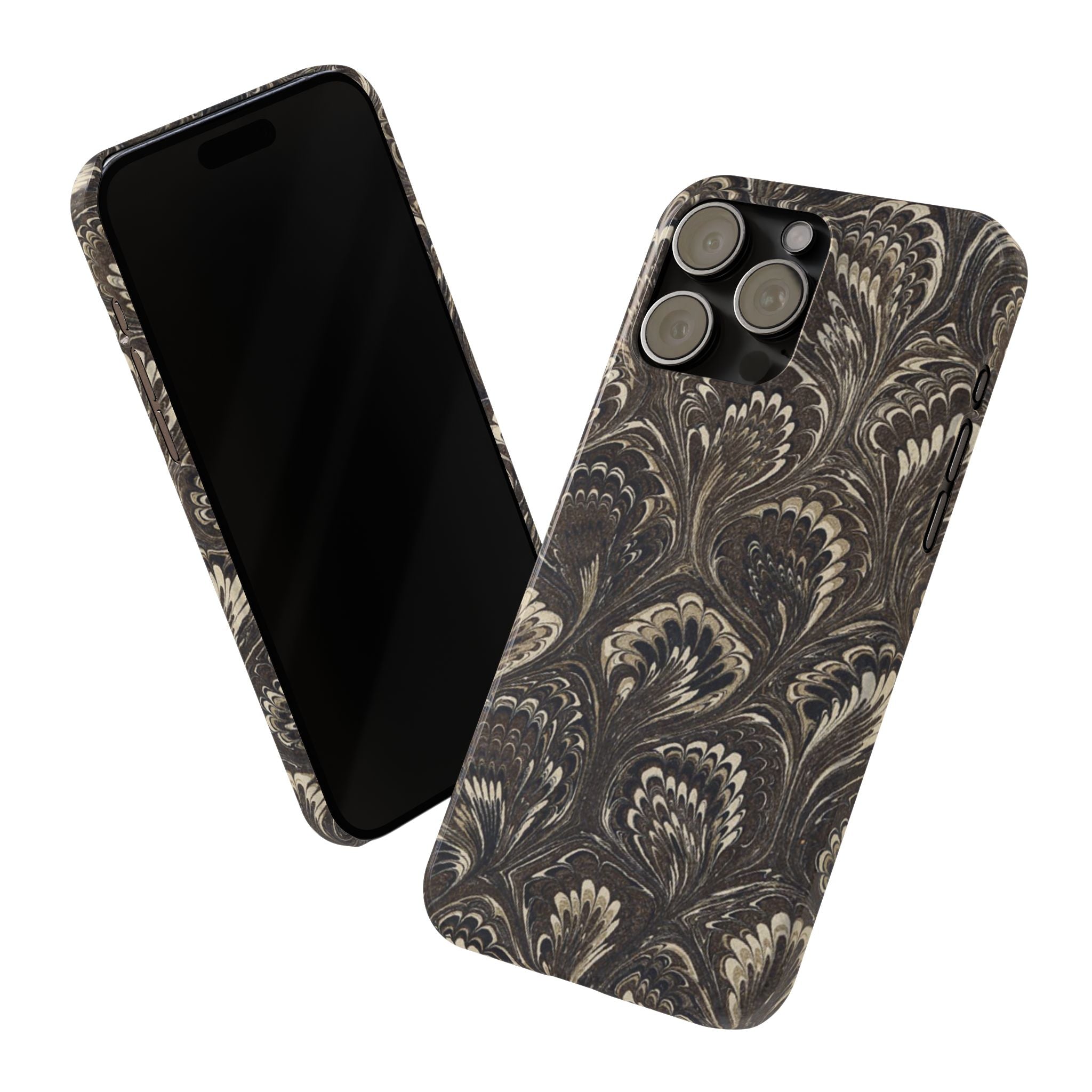 Black Italian Marble Design Slim iPhone 17 + all models Phone Cases