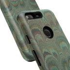 Marbled Peacock Durable Phone Case - Olive Green and Brown - Matte or Glossy