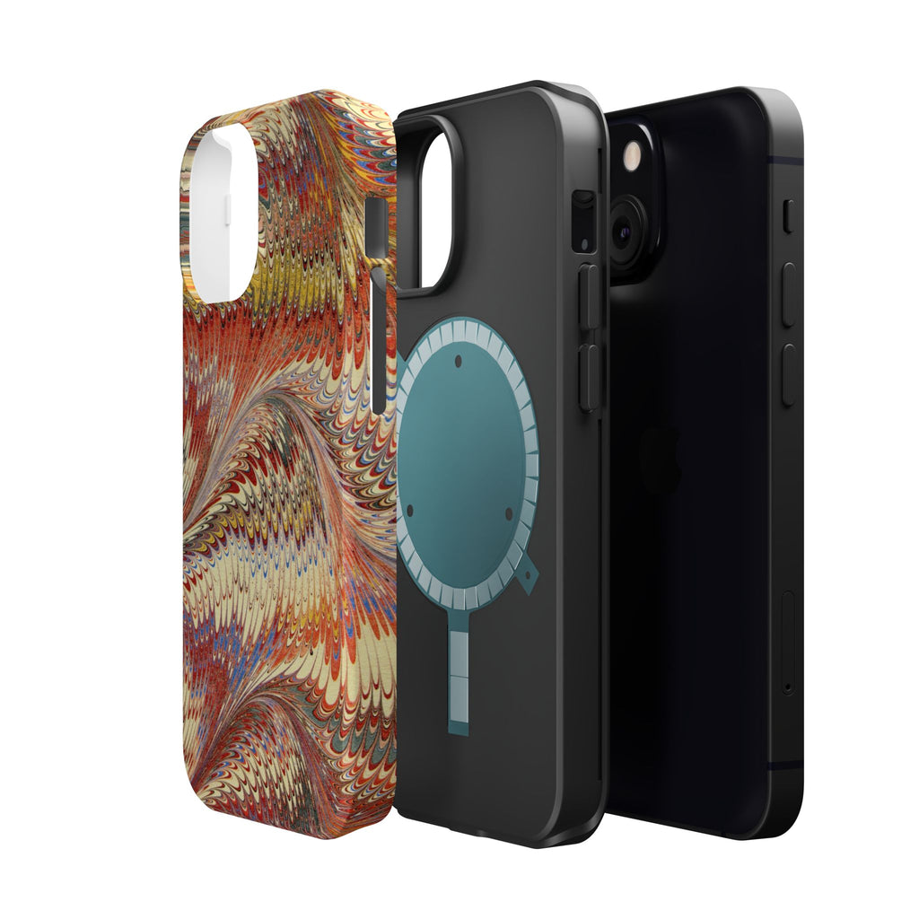 Rust + Gold Italian Marbled Design Magnetic MAG SAFE - Dual Layer Case - Glossy or Matte