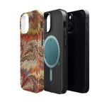 Rust + Gold Italian Marbled Design Magnetic MAG SAFE - Dual Layer Case - Glossy or Matte