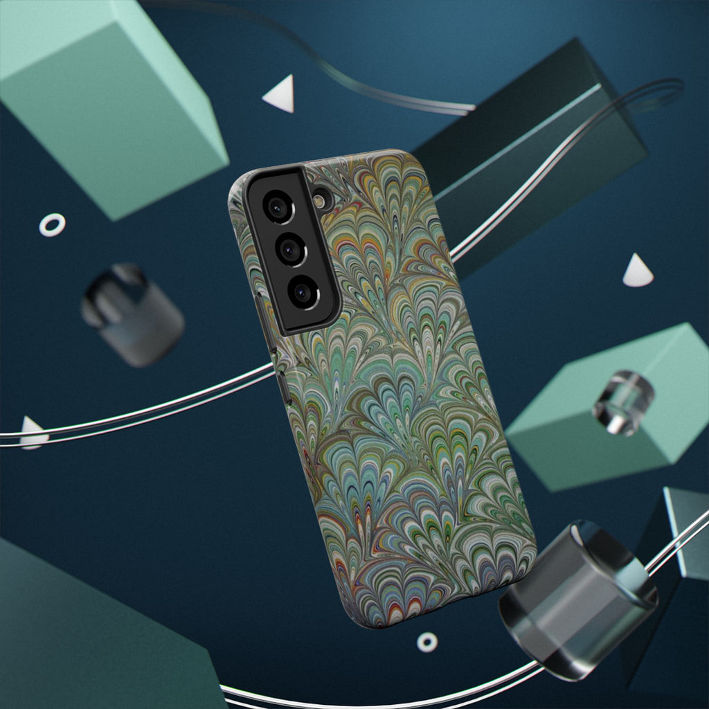 iPhone17 + All Models Phone Cases, Italian Peacock Feather Design, Stylish Impact-Resistant Shell, Protective Cover, Green Peacock Print