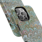 Green, Blue, + White Marbled Peacock - Dual Layer MAG SAFE Phone Case