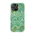 Marbled Feather Green Swirl - Single Layer Slim Phone Case