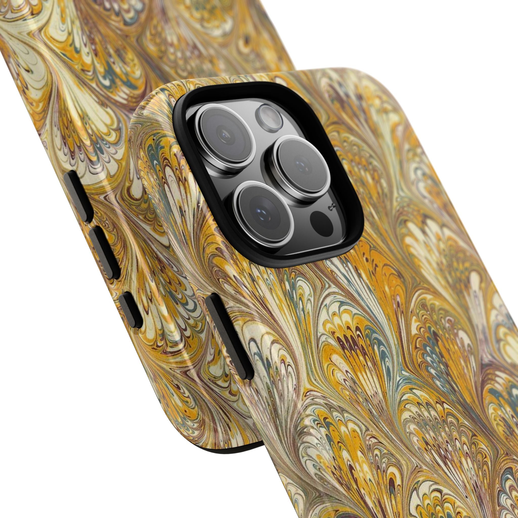 Golden Yellow Marbled Italian Phone Case - Dual Layer - Matte or Glossy