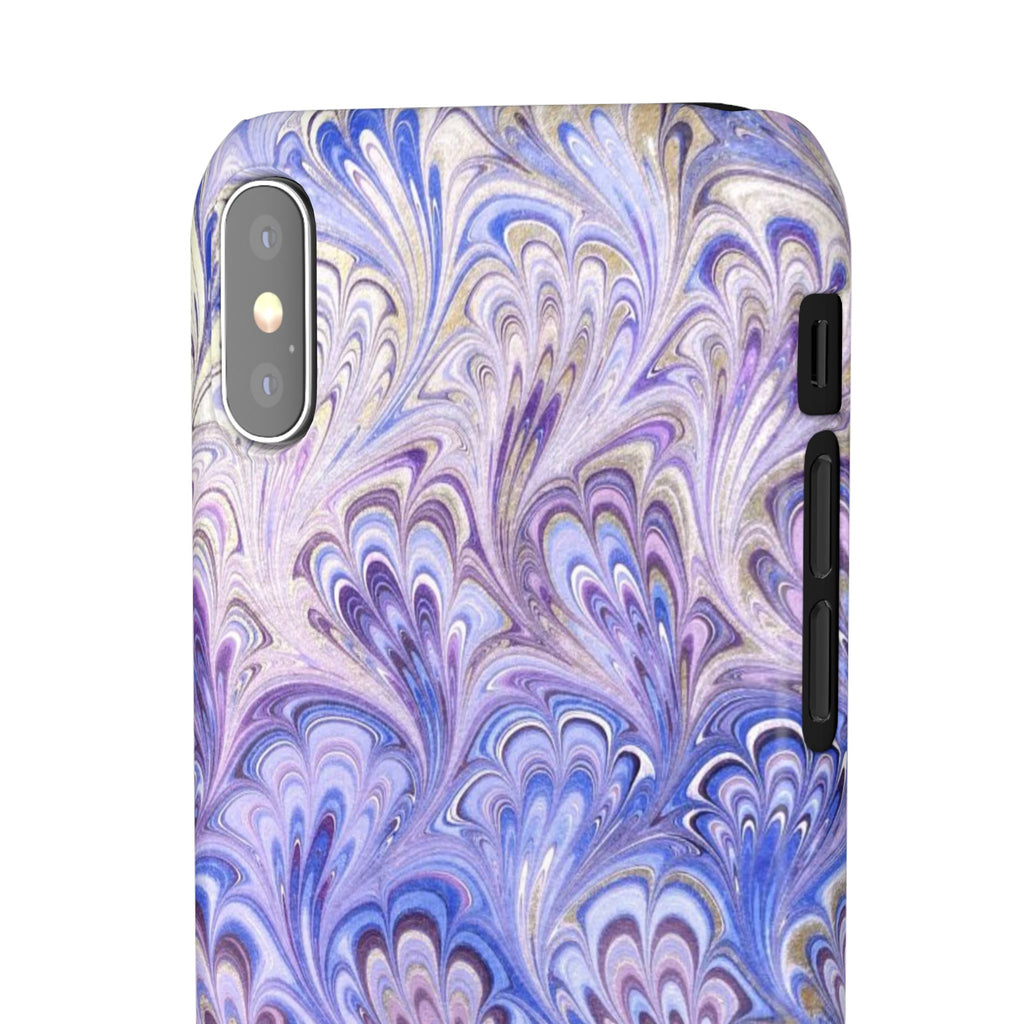 Marbled Feather Lavender + Purple Swirl - Single Layer Slim Phone Case