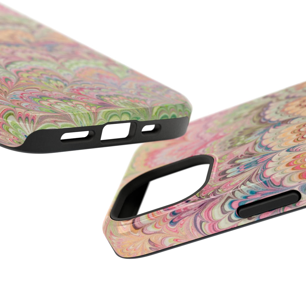Marbled Pastel Pink and Green Impact-Resistant Phone Case for Apple + Samsung