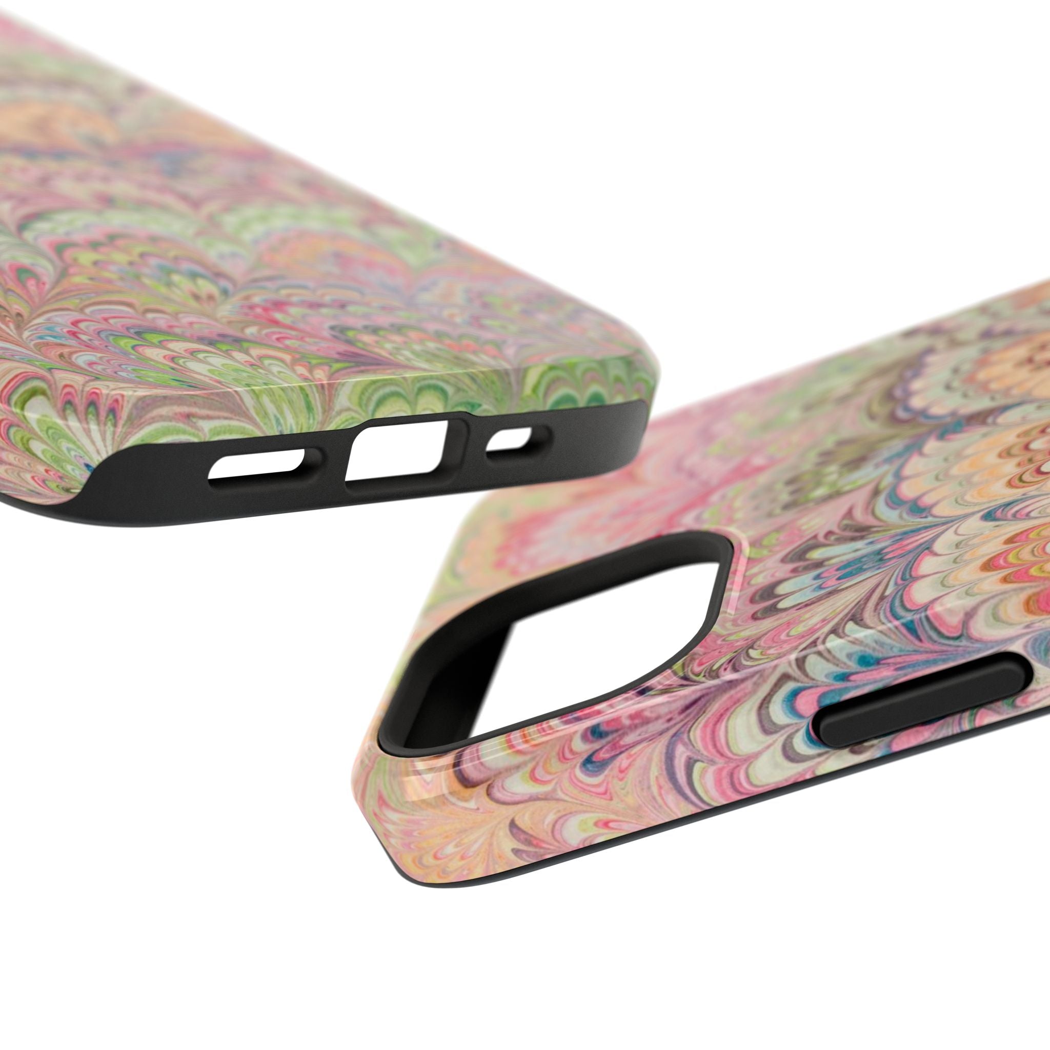 Marbled Pastel Pink and Green Impact-Resistant Phone Case for Apple + Samsung