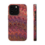 Mag Safe Marble iPhone Case - Red, Burgundy, Lavender & Gold Impact-Resistant
