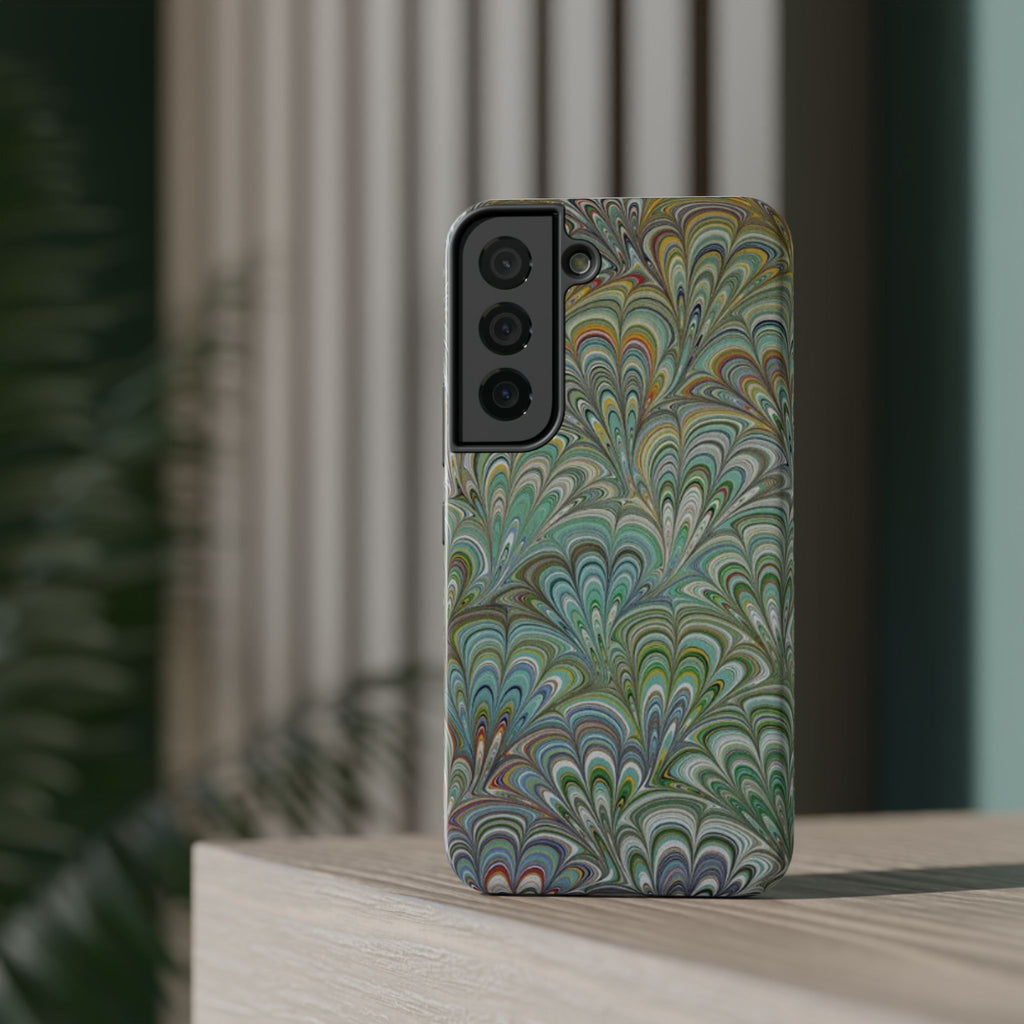 iPhone17 + All Models Phone Cases, Italian Peacock Feather Design, Stylish Impact-Resistant Shell, Protective Cover, Green Peacock Print