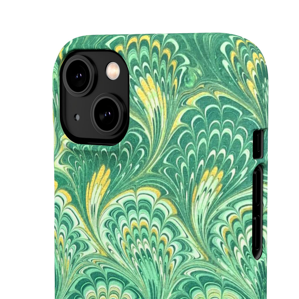 Marbled Feather Green Swirl - Single Layer Slim Phone Case