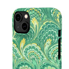 Marbled Feather Green Swirl - Single Layer Slim Phone Case