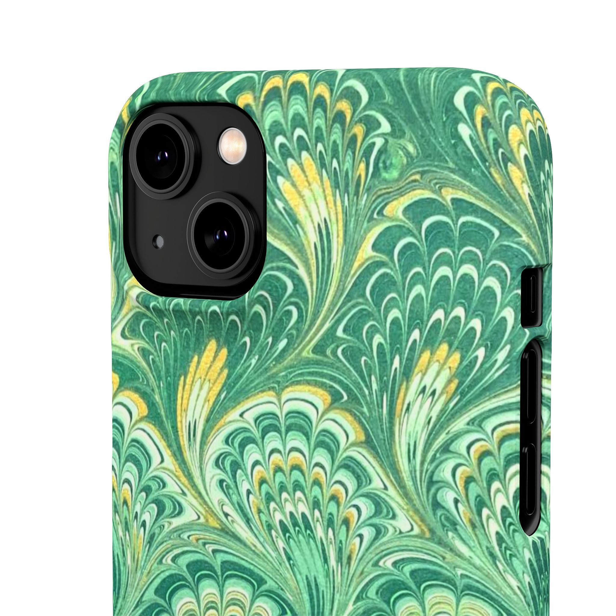 Marbled Feather Green Swirl - Single Layer Slim Phone Case