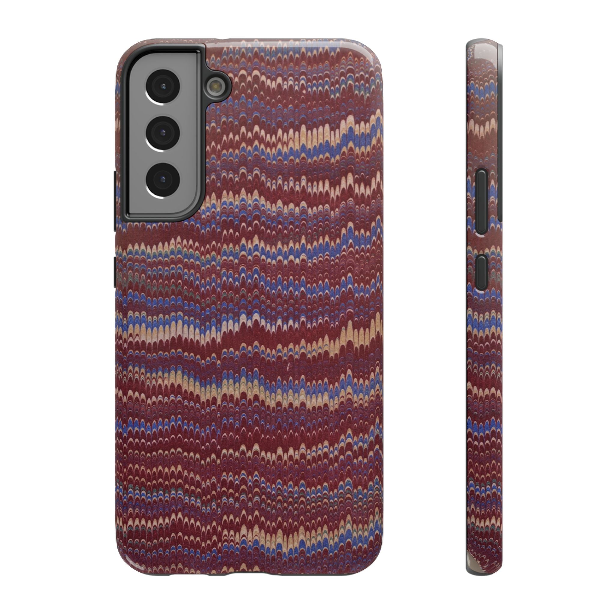 Burgundy and Blue Hues Italian Vintage Marble Design Phone Case for Apple + Samsung