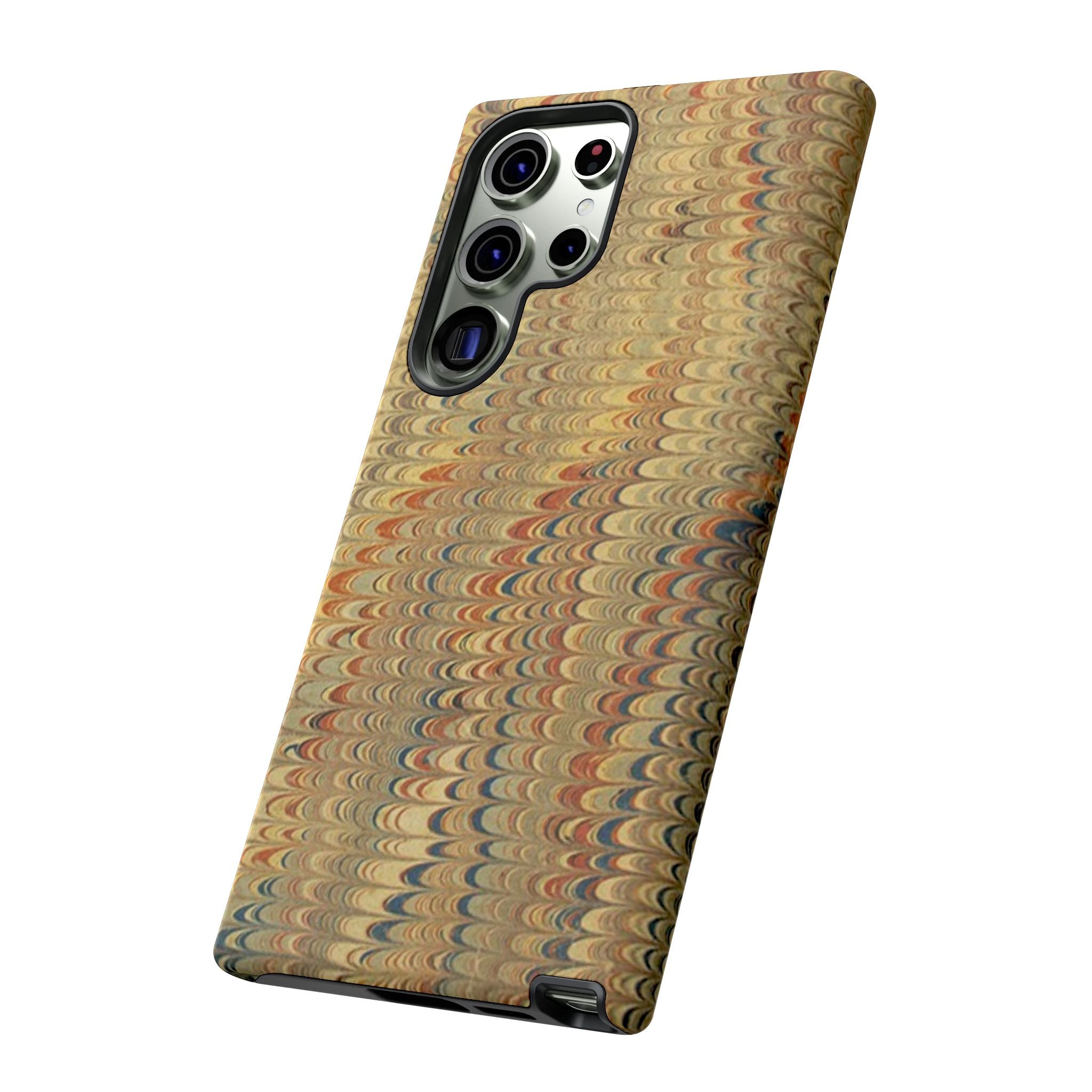 Beige and Blue Marbled Durable Phone Case - Dual Layer - Matte or Glossy